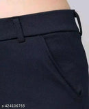 Black cotton straight leg pants with zip closure