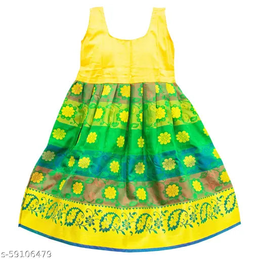 Fabulous Kid's Chanderi Silk Lehenga Choli with waist belt, applique design, short sleeves, multiple sizes available, traditional Indian dress made from high-quality material