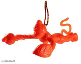 Hanuman Bajrangbali Murti, divine flying figure for hanging in a car dashboard decoration, 3D red and white design on a black background
