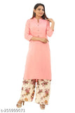 Viscose rayon trending kurta plazzo set, solid net three-quarter sleeve outfit for women, India origin