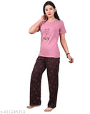 Printed cotton night suit for women & girls, short-sleeved pyjama set