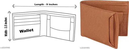 Solid faux leather bi-fold wallet, compact design with ID window, coin pocket, and multi-card slot. Perfect men's accessory for everyday use, handcrafted in India