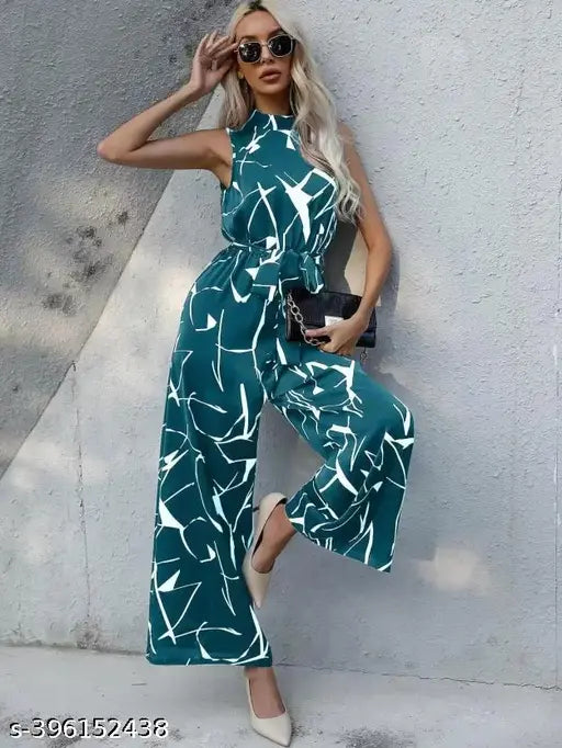 TANDUL printed women's sleeveless jumpsuit in Lycra, vibrant pattern on display