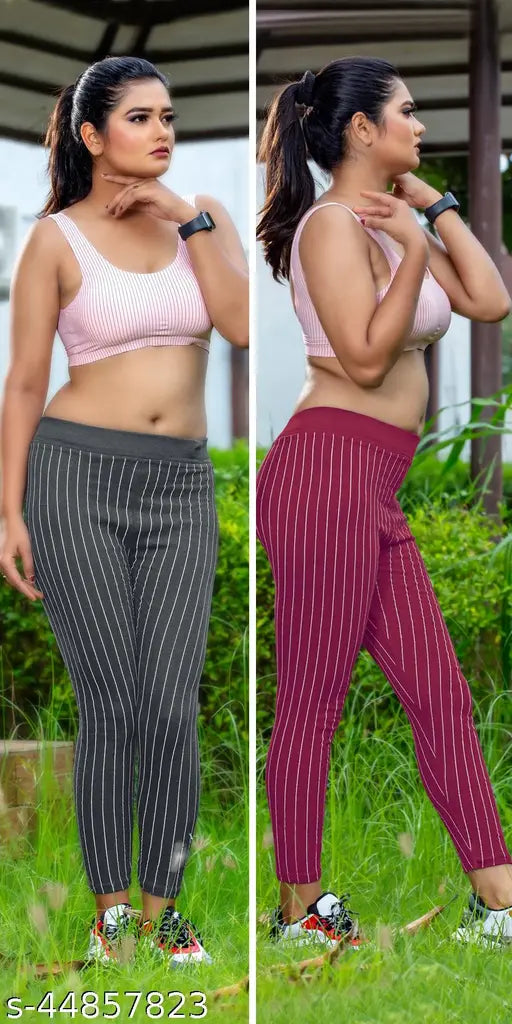 Printed cotton blend women's slim fit jeggings pack of 2(Size: 26-36), perfect for everyday wear with a stylish t-shirt or shirt