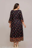 Yellow plus size rayon gown, three-quarter sleeves, printed combo, ankle length, Fashion Zest CH179, formal wear, India