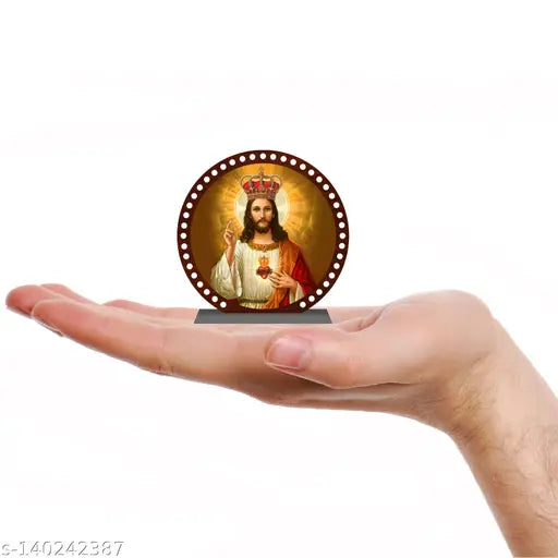 Multicolor acrylic Jesus Christ idol, ideal for car dashboard or home decor. Perfect gift for spiritual occasions