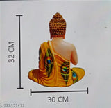 Hanu Collections Big Size Buddha Meditating Poly Resin Statue, abstract design art home decor showpiece, 31x32x25cm