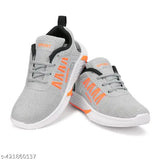 Grey and orange running shoes with slip on feature, suitable for casual wear and parksoutdoor walking