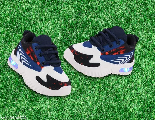 Black and blue sneakers with LED lights, velcro straps