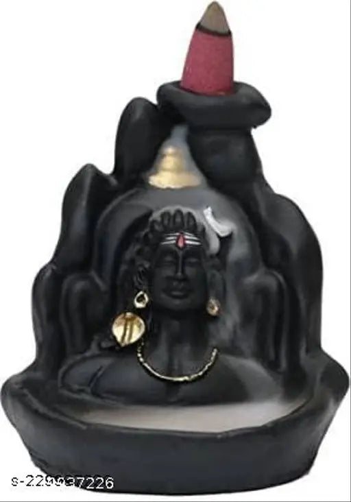 Shiv Shankara poly resin incense burner (8cm x 7cm x 10cm), perfect gifting for Shiv ji murti, made in India with 11 free cones