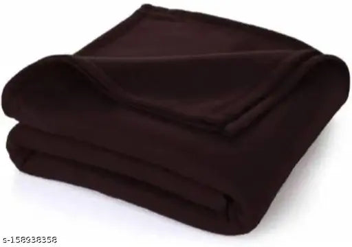 Brown single bed polar fleece blanket, lightweight & soft, VORDVIGO All Season (152 x 228 cm)