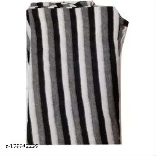 Black & white striped wool blanket (60x90), high-quality home textile from India