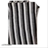 Black & white striped wool blanket (60x90), high-quality home textile from India