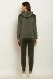 Comfy velvet truck suit by Aliyafashion, long-sleeved Mehendi top, Indian origin