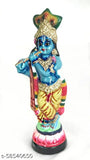 Paper pulp Krishna idol, 12 inches tall, playing flute for home showpiece or pooja decor