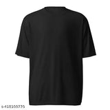 Black polyester short-sleeve solid round neck t-shirt for men (pack of 2), M & L sizes available