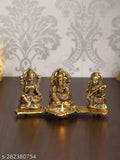 Metal Laxmi Ganesh Sarawati on Kela Leaf with Diya, Vastu, home temple, office gifting - Indian made, size: L20xW11xH10 cm
