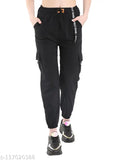 Black cargo pants with pockets, women's style