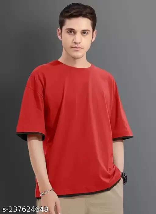Emerald casual round neck half sleeve solid loose fit cotton blend t-shirt for men - durable stitch, quality finish, and anti-fading technology