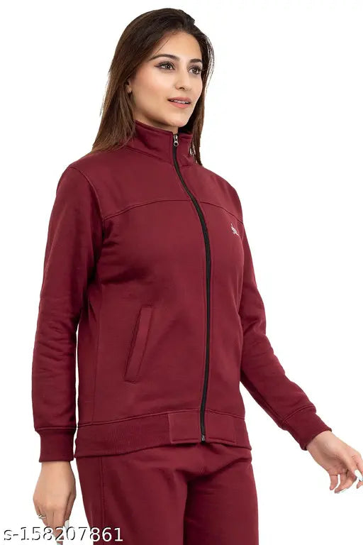 Solid fleece women's jacket, YHA quality, comfy blended cotton, modern color