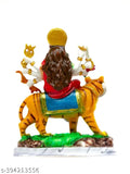 Marble Divine Goddess Durga Mata for car dashboard, multi-colored temple decor with dimensions L-8cm, B-5cm, H-14cm