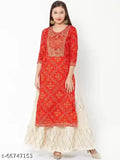 Red and beige patterned kurta, long sleeves, traditional sharara set
