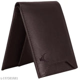 Pure leather RFID-protected men's wallet with 5 compartments, ideal for gifting or daily use. Solid black wallet on table. Made in India