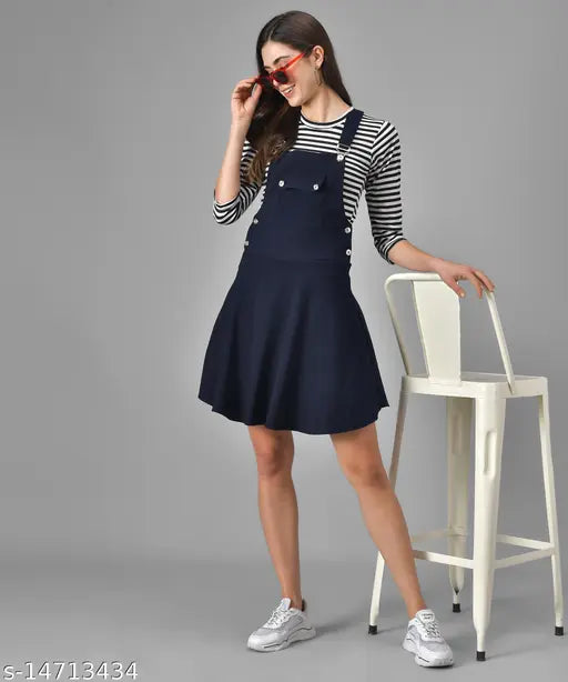 Trendy cotton blend dungaree jumpsuit, solid color, three-quarter sleeves - fashion forward Indian apparel