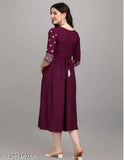 Purple Rayon embroidered kurti, traditional Indian fashion for women, lightweight and comfortable