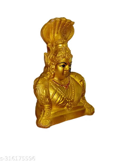 Golden ceramic Mariamman Statue, exquisite Amman idol for sacred Pooja Room decor, 13cm L x 24cm H