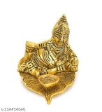 Metal Kuber Deepak oil lamp, 14cm x 7cm x 10cm, Feng Shui showpiece for good luck, Indian origin