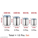 12 PCS Stainless Steel Canister Set with Blue PC Lids -12 Pcs Set