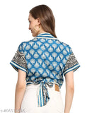 kanha exports Top with Short Bell Sleeves and Wrap Style, Multicolored, Oversized Fit