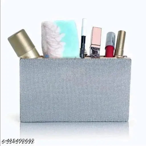 Silver metal clutch with multiple compartments, suitable for evening events or everyday carryalls