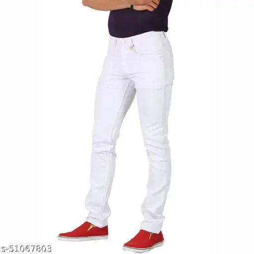 Designer modern men jeans, denim, solid black, designer men's jeans on model, fits perfectly for any occasion