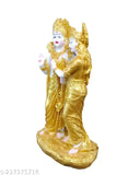 Golden Idol Ram Sita Statue, polyresin multicolor decorative showpiece for pooja and temple. Size: 23x12cm