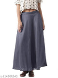 Vastraa Fusion women's solid satin Chanderi maxi skirt, free size, ideal for modern style