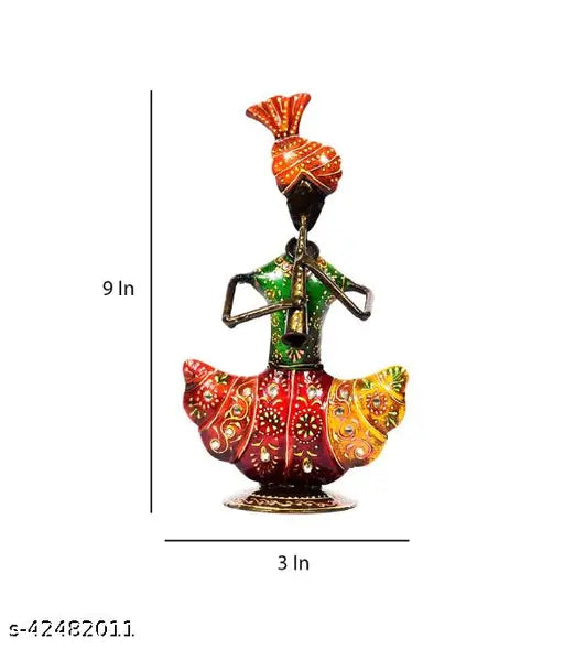 Handpainted metal Sardar Musician showpiece figurine set, intricate Indian artistry for home or office decor