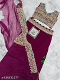 Purple Georgette gown with long sleeves and matching dupatta, elegant Indian party wear for women