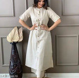 Cream cotton kurta & palazzos set, timeless Indian ethnic wear for women