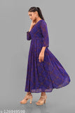 Blue Bandhni Styles Kurti, long-sleeved printed georgette for women, digital printed heavy georgette, size options: S-XXXL