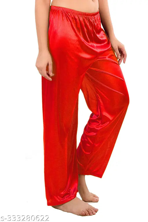Red satin womens sleepwear pyjama