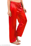 Red satin womens sleepwear pyjama