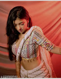 White georgette Bollywood saree party wear