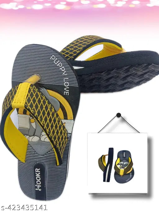 Yellow EVA Kids Slipper - Lightweight, Soft, Comfortable & Trendy Cartoon Character Pattern