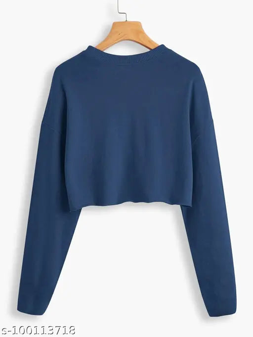 Women's full sleeve crop t-shirt, solid cotton long sleeves, XS to XXXXL sizes available