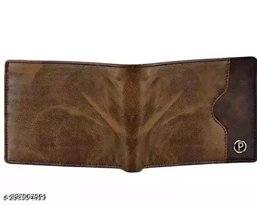 Faux leather trendy men's wallet, 12 card slot, colorblock design for organized storage