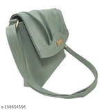 Grey leather sling bag with adjustable strap and zip closure