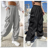 Black and grey cargo pants with 4 pockets