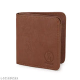 Tan faux leather wallet with 2 compartments, modern style and perfect for daily use